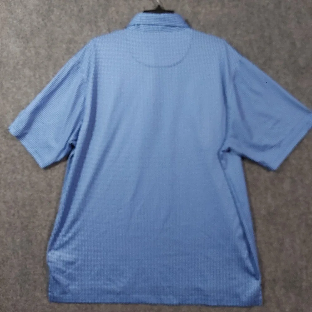 Donald Ross Polo Shirt‎ Mens Extra Large Blue Micro Print Golf Muncie Patch Knit